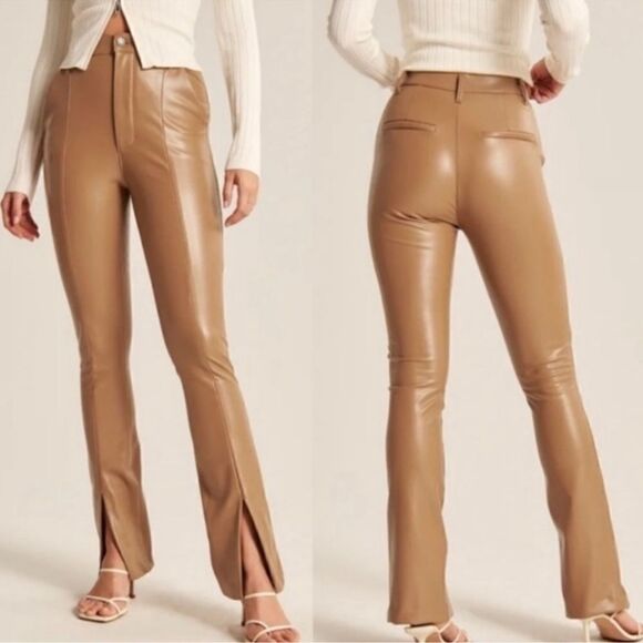 Abercrombie & Fitch “The Skinny Ultra High Rise” Vegan Leather Split-Hem Pant - Picture 2 of 8